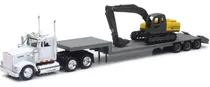 Trailer Kenworth W900 Low Boy Construccion 1:43 New Ray Color Blanco