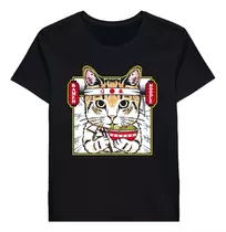 Remera Japanes Cat Enjoying Ramen 78198950