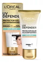 L'oréal Paris Protector Solar Diario Uv Defender Anti-foto Envejecimiento Fps50 Tono Claro 40ml