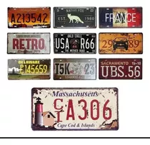 Pack 10 Patentes Placas Souvenir Metalica Decorativas Dif Mo