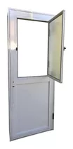 Puerta Aluminio Blanco Herrero 80x200 Con Postigo De Abrir 