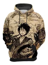 Blusa De Frio Moletom Unissex Anime One Piece Luffy Full 3d