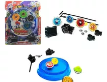 Bey Blade Kit C 4 + Arena + 2 Lançador + 4 Bicos Extra Led