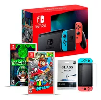 Nintendo Switch Neon  Mario + Luigi`s + Vidrio Macrotec