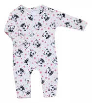 Macacão Para Bebe Feminino Com Ziper Panda Cerejinha