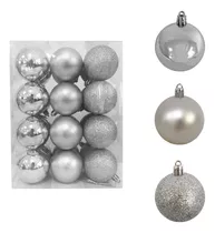 Adornos Navidad 24pz Decoracion Esferas Navideñas 6cm Arbol Color Plata Liso