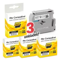 3x Fita Compatível Mk231 P/ Rotulador Brother Pt-80 Com Nf