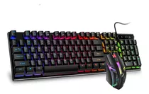 Kit Teclado Semi Mecânico + Mouse Gamer 3200dpi Rgb Led M300