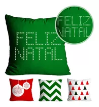 Kit Almofada Natalina 4 Peças Decorativa Cheia Estampa Verde