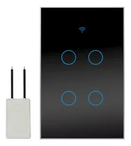 Interruptor Inteligente Wi-fi De 4 Vías Negro Sin Neutro