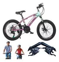 Bicicleta De Montaña 21 Vel. Suspension Frenos De Disco R-24 Color Rosa Con Azul Tamaño Del Cuadro 24