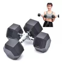 Mancuernas Pesas 10kg Encauchetadas Hexagonales Fitness Gym 