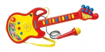 Guitarra Infantil Com Microfone Azul Com Amarelo Dm Toys Cor Vermelho