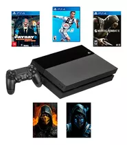 Sony Playstation 4 Slim 500gb + 3 Jogos + 2 Quadros Decorativos Do Subzero E Scorpion