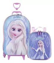 Kit Escolar Frozen Elsa Mala 3d E Lancheira Diplomata
