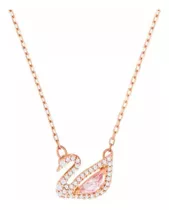 Collar De Cisne Pequeño De Oro Rosa De S925