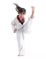 Uniforme Taekwondo Cuello Negro/rojo Oficial Dobok Wt 