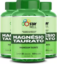 3 Unidades Do Magnésio Taurato 100% Puro Com Fórmula Avançada Sports Nutrition Contendo 800mg Por Dose - 180 Cápsulas