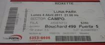 Entrada Recital Roxette Luna Park Abril 2011 De Coleccion