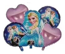 Set 5 Globos Metálicos Diseño Infantil Frozen.