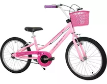 Bicicleta Aro 20 Feminina Bella Rosa Descanso C/ Cestinha