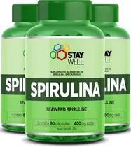 3 Potes Da Spirulina 100% Pura - Fórmula Exclusiva Com Matéria Prima Importada. - 180 Cápsulas