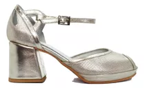 Sandalias Cuero Vacuno Platino Talles  N° 35/36/37/38/39/40