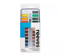 Set Acuarelas Reeves X24 Pastillas Con Estuche Y Waterbrush