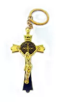 Chaveiro Crucifixo De São Bento Cor Dourada 7cm