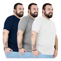 Kit 3 Camisetas  Masculinas Básicas Longline Plus Size