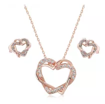 Set Collar Y Aretes Mujer Corazón Amado Oro 18k/regalo Juego