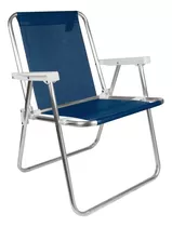 Silla Plegable Sannet Alta Mor De Aluminio Para Piscina Y Playa, Color Azul Mar