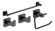 Set De Accesorios Baño Kit 4 Piezas Cubik Black Dantes 