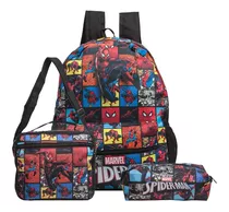 Mochila Escolar Homem Aranha Costas Kit Lancheira+estojo