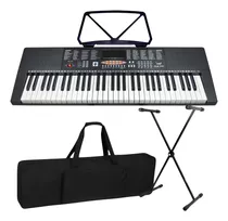 Kit Teclado Musical Estudante Iniciante 5/8 + Capa Suporte