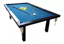 Mesa De Billar Deportes Brienza Familiar Mini De 1.4m X 0.8m X 0.8m Color Negro, Paño Azul De Poliéster Y Redes Color Blanco