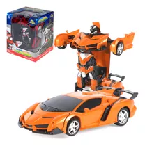 Carrinho Controle Remoto Robô Transformers Bate Vira