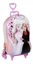 Mochila 3d Frozen Elsa E Anna Com 6 Rodinhas Maxtoy 7573 Cor Rosa Desenho Do Tecido Frozen 2