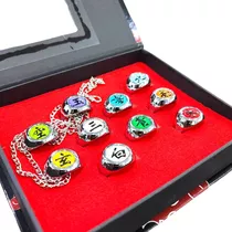 Caja 10 Anillos Akatsuki Cosplay Coleccion Completa Naruto 