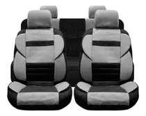 Cubre Asiento Acolchado De Felpa Gris / Negro 8 Piezas