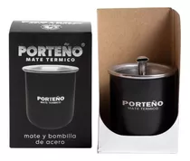 Mate Termico C/ Bombilla Porteño Acero Inoxidable Caja