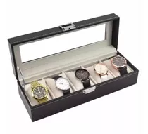 Caja Organizadora De 5 Relojes En Cuero Negro ,exclusiva