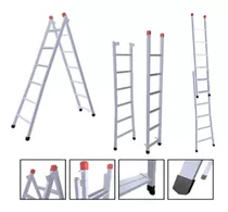 Escada Extensiva 3 Em 1 Ferro 7x12 Degraus 3,80m 120kg 