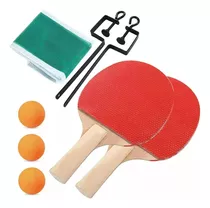 Kit Ping Pong C/ 2 Paletas + Set Red Profesional Y 3 Pelotas
