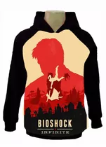 Casaco Moleton Moletom Bioshock Raglan Thumb Red Jk07