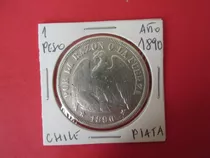 Antigua Moneda Chile 1 Peso De Plata Año 1890 Muy Escasa