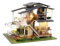  Miniatura Dollhouse Kit Realista 3d Casa De Madeira Garden