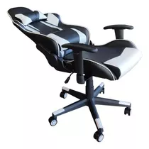 Cadeira Gamer Ergonômica 2 Almofadas Regulagem Branco Preto