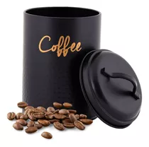 Pote Para Café Pó Grãos Linha Premium Texturizado Relevo Cor Preto