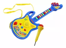 Guitarrinha Microfone Botão Cantar Música Luz Show Crianças